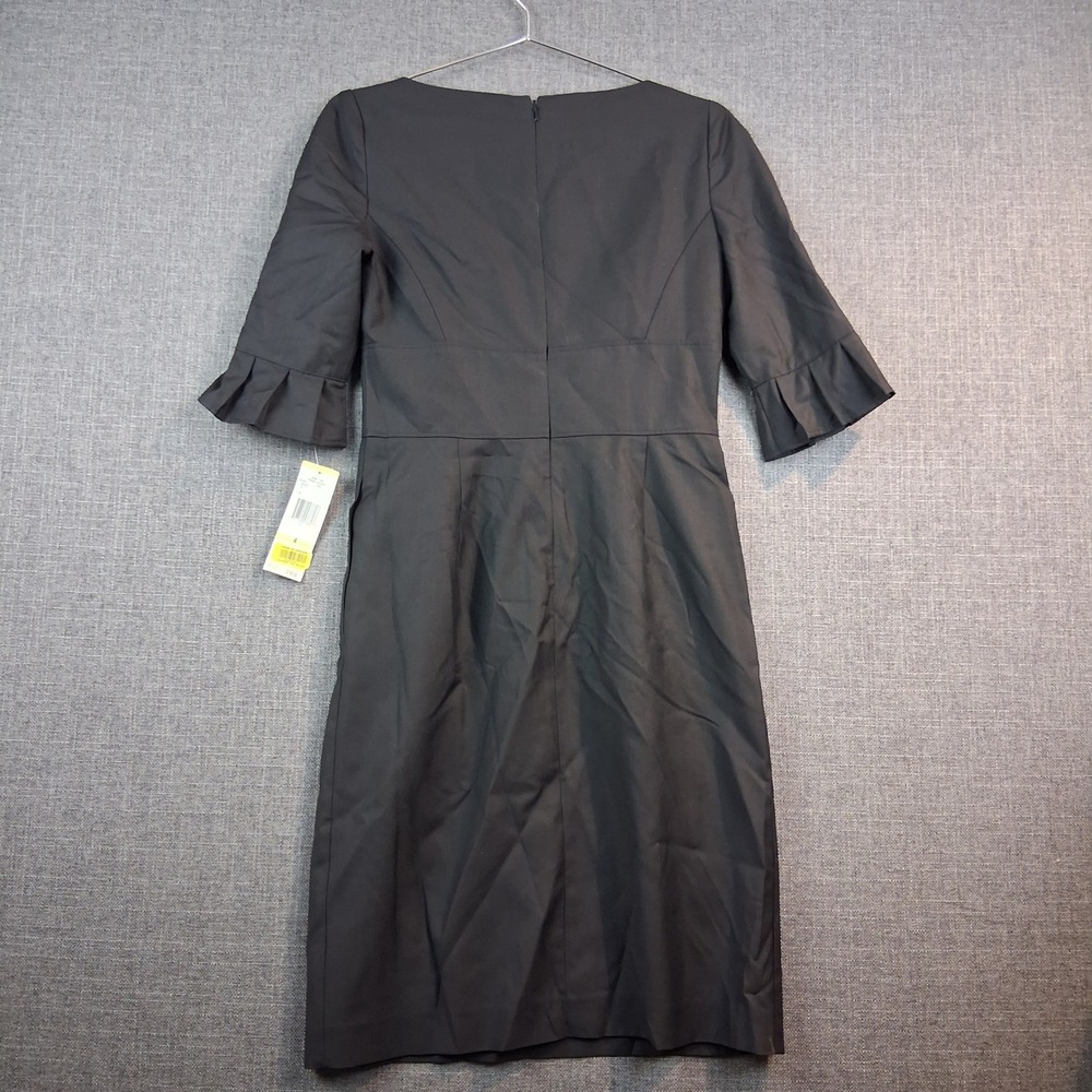 Tommy Hilfiger Black Ruffle Cap Sleeve Sheath Dress TD7S1ME1 Size 4 NEW - Picture 12 of 13